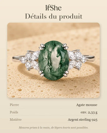 Bague Agate Mousse - dimensions et matière