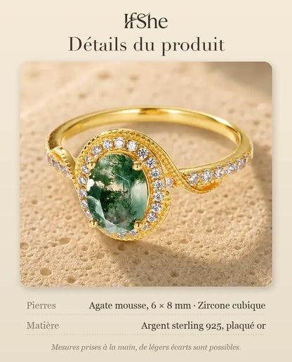 Bague Agate Mousse - dimensions et matière