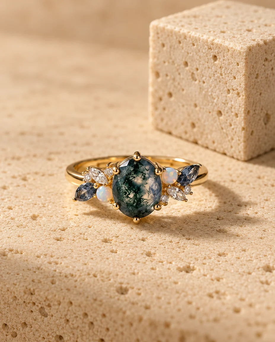 Bague Agate Mousse - vue de face