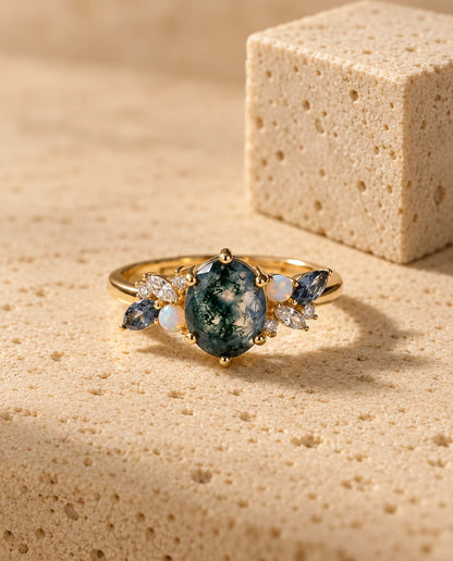 Bague Agate Mousse - vue de face