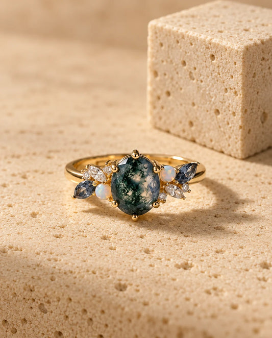 Bague Agate Mousse - vue de face