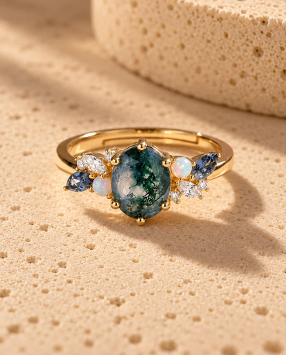 Bague Agate Mousse - vue de dessus