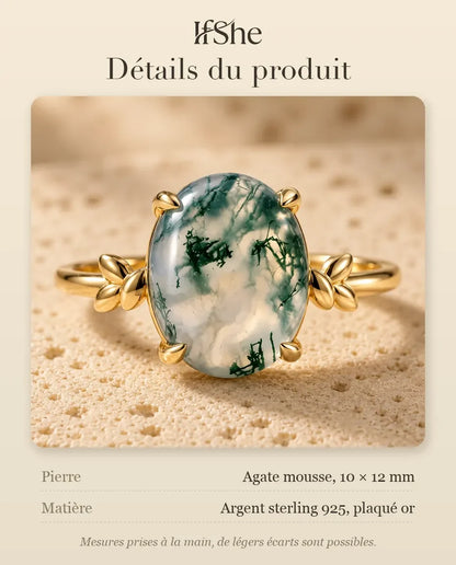 Bague Agate Mousse - dimensions et matière