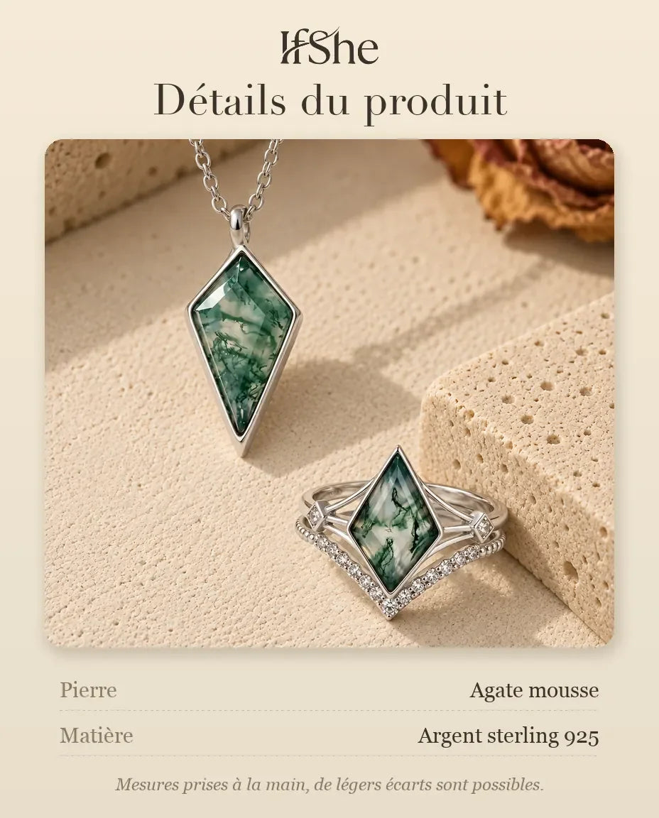 Bague Agate Mousse - dimensions et matière