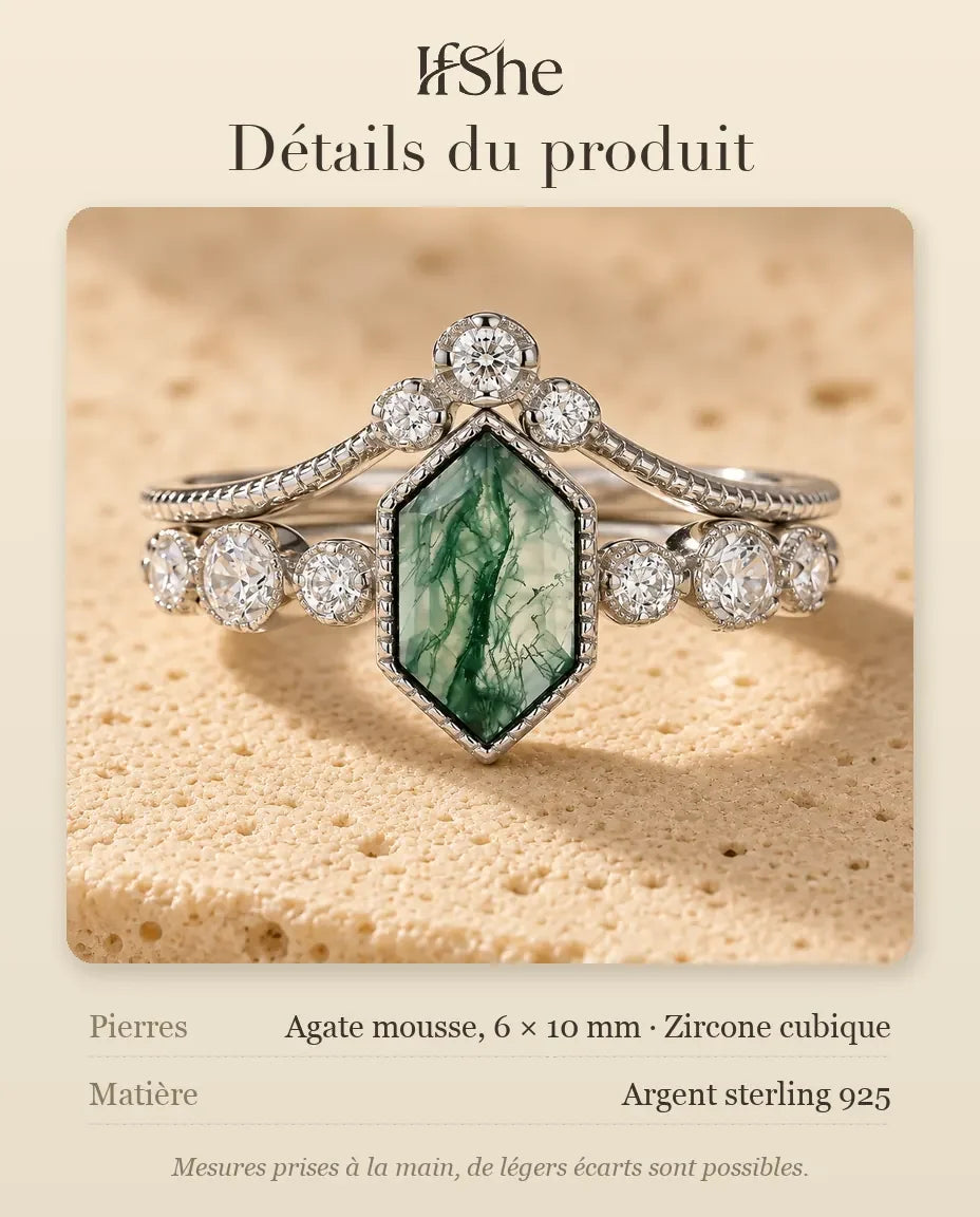 Bague Agate Mousse - dimensions et matière