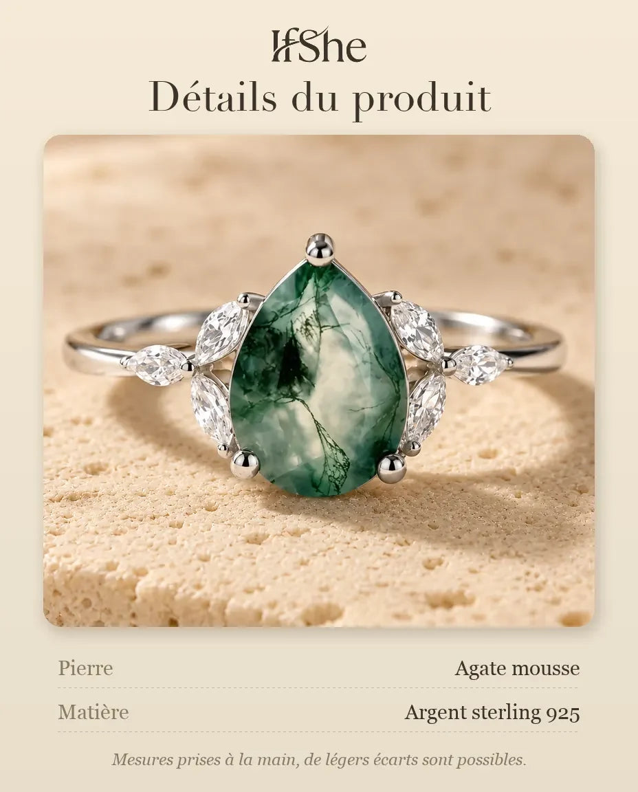 Bague Agate Mousse - dimensions et matière