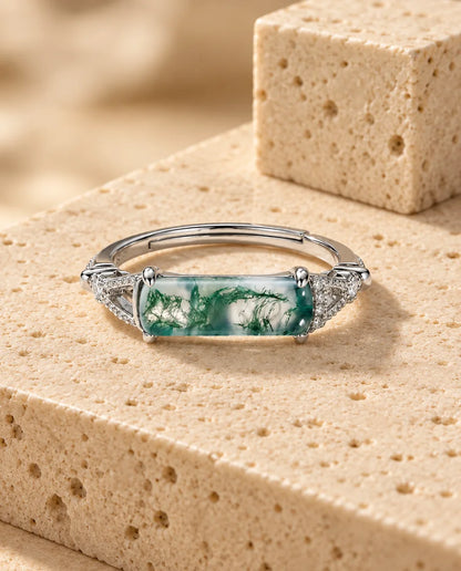 Bague Agate Mousse - vue de dessus