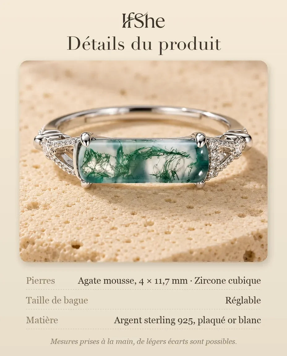 Bague Agate Mousse - dimensions et matière