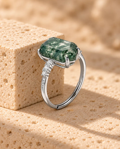 Bague Agate Mousse - profil latéral de la monture