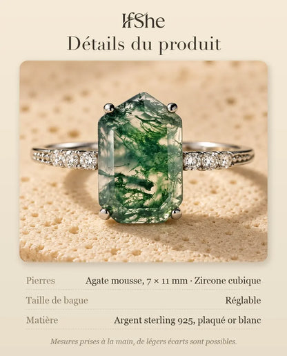 Bague Agate Mousse - dimensions et matière