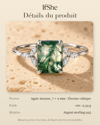 Bague Agate Mousse - dimensions et matière