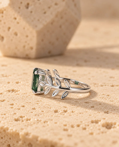 Bague Agate Mousse - vue en angle bas