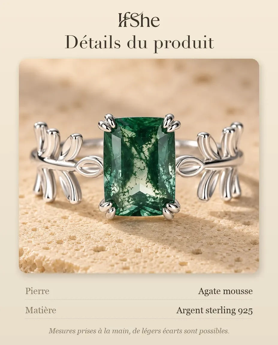 Bague Agate Mousse - dimensions et matière
