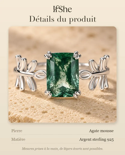 Bague Agate Mousse - dimensions et matière
