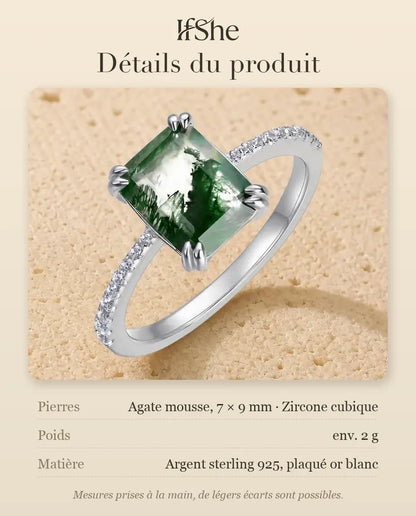 Bague Agate Mousse - dimensions et matière