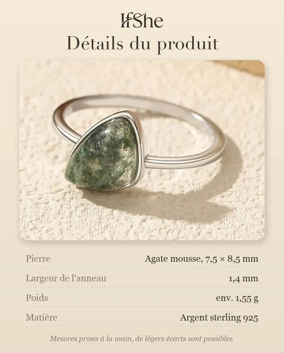 Bague Agate Mousse - dimensions et matière