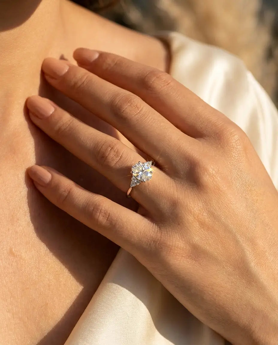 Bague Moissanite – 1 ct Coussin Allongé Couleur D VVS1, Argent 925, Bague de Fiançailles Cluster, cadeau pour Elle