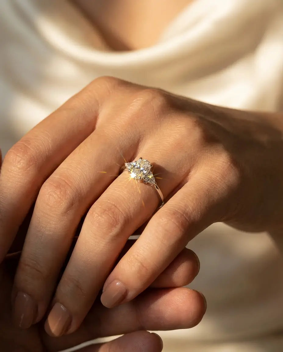 Bague Moissanite – 1 ct Coussin Allongé Couleur D VVS1, Argent 925, Bague de Fiançailles Cluster, cadeau pour Elle