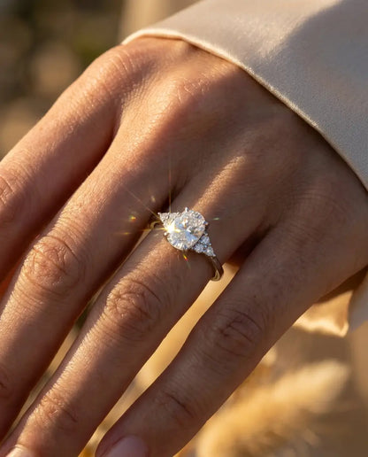 Bague Moissanite – 1 ct Coussin Allongé Couleur D VVS1, Argent 925, Bague de Fiançailles Cluster, cadeau pour Elle