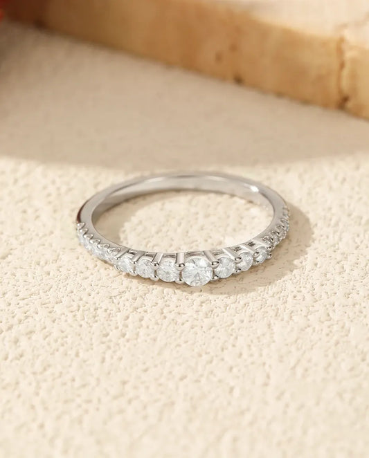 Bague Moissanite – Alliance dégradée 19 pierres rondes couleur D créées en laboratoire, argent 925, bague empilable pour femme