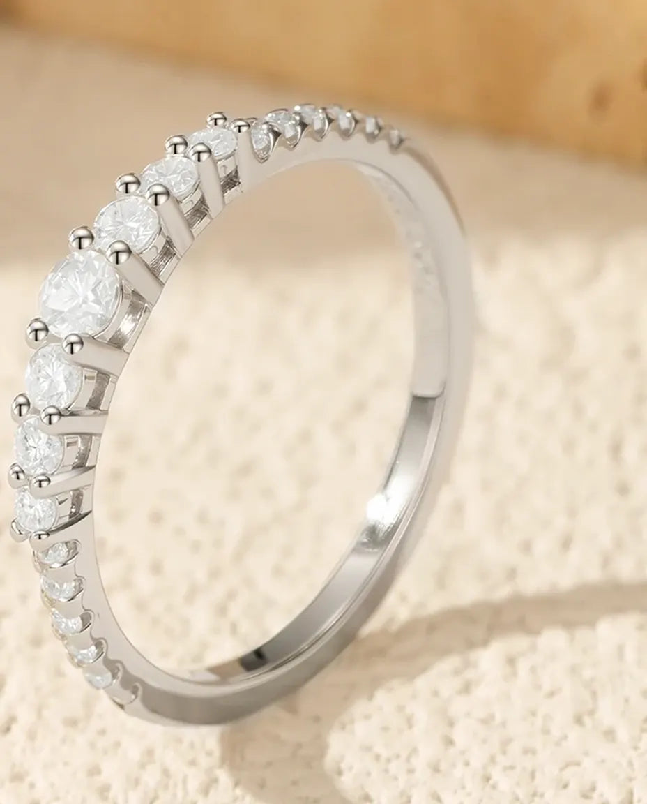 Bague Moissanite – Alliance dégradée 19 pierres rondes couleur D créées en laboratoire, argent 925, bague empilable pour femme