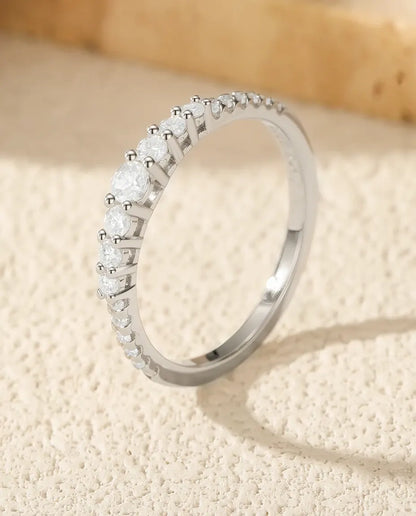 Bague Moissanite – Alliance dégradée 19 pierres rondes couleur D créées en laboratoire, argent 925, bague empilable pour femme