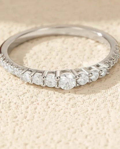 Bague Moissanite – Alliance dégradée 19 pierres rondes couleur D créées en laboratoire, argent 925, bague empilable pour femme