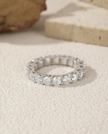 Bague Moissanite – Alliance Éternité Pavée Couleur D, Argent 925, Anneau Empilable, cadeau pour Elle