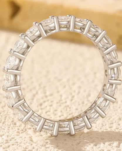 Bague Moissanite – Alliance Éternité Pavé Intégral Couleur D, Anneau Fin Empilable en Argent 925, cadeau pour femme