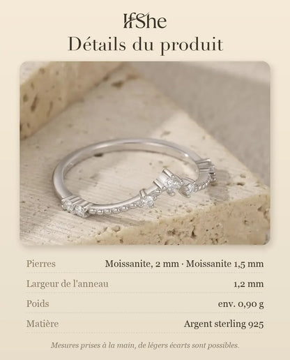 Bague Moissanite - dimensions et matière