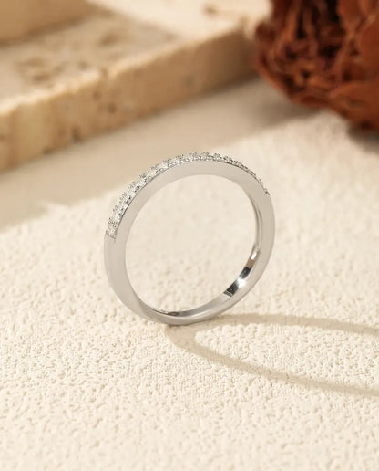 Bague Moissanite – Alliance Pavée 16 Pierres Rondes Couleur D VVS1, Argent 925, Anneau Empilable, Cadeau pour Elle