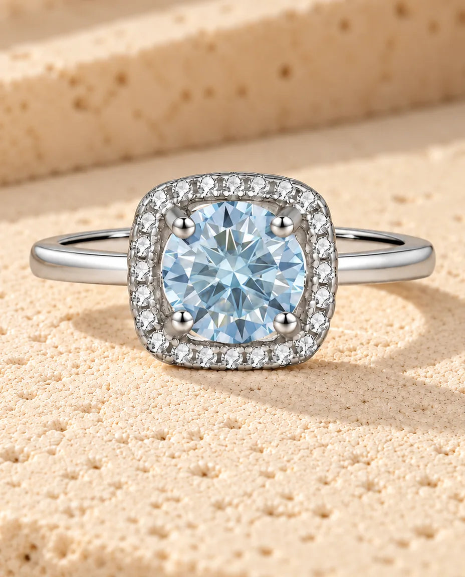 Bague Moissanite - gros plan de la pierre