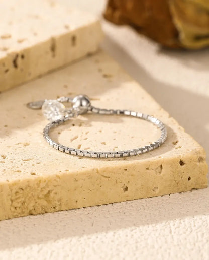Bague Moissanite – Anneau Chaîne Vénitienne Ajustable avec Pierre Couleur D, Argent 925, Bague Fine pour Femme