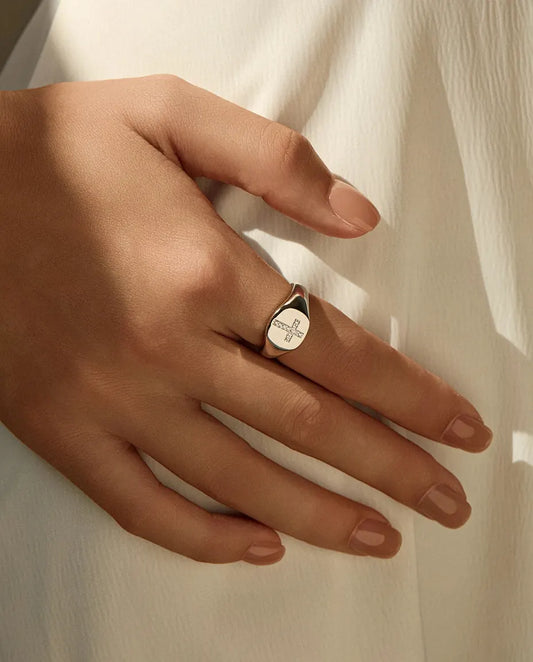 Bague Moissanite – Chevalière Croix Pavée Couleur D en Argent 925, Bague Ovale Polie pour Femme et Homme