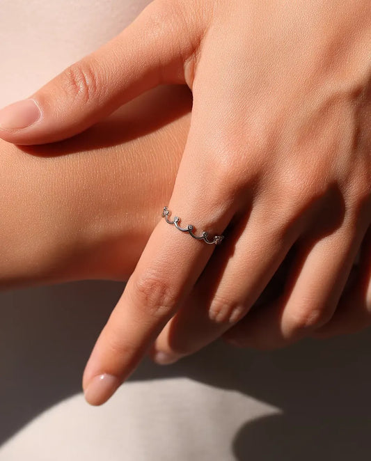 Bague moissanite en couronne – douze pierres serties clos sur un anneau de 3,2 mm, argent 925, tailles 5-9