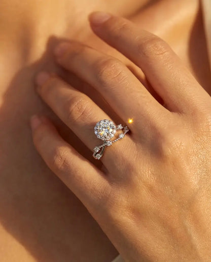 Bague Moissanite – Halo Rond 0,8 ct, Argent 925, Anneau Torsadé Vintage, Bague de Fiançailles, Cadeau pour Elle