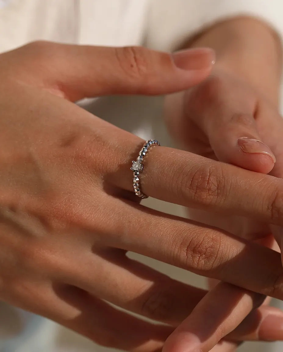 Bague Moissanite – Pierre Taille Poire Couleur D Créée en Laboratoire, Anneau Perlé Ajustable en Argent 925, Cadeau pour Elle