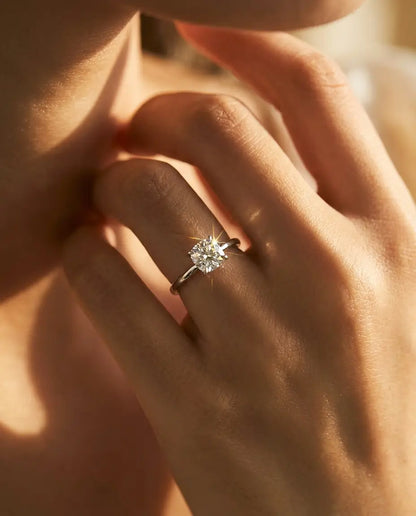 Bague Moissanite – Solitaire Coussin Carré 1 ct, Argent Sterling 925 Minimaliste, Bague de Fiançailles pour Elle