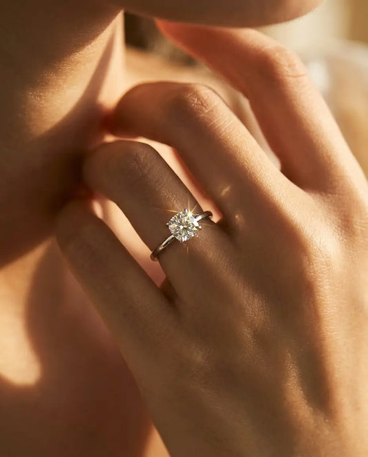 Bague Moissanite – Solitaire Coussin Carré 1 ct, Argent Sterling 925 Minimaliste, Bague de Fiançailles pour Elle