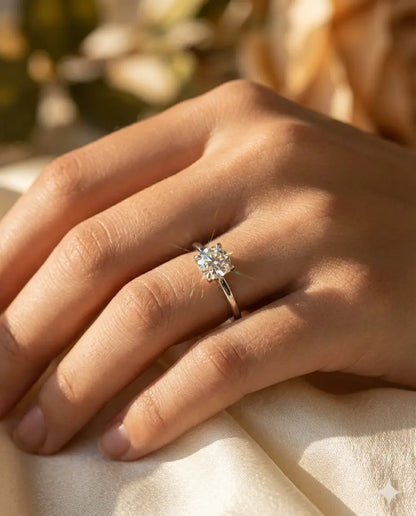 Bague Moissanite – Solitaire Coussin Carré 1 ct, Argent Sterling 925 Minimaliste, Bague de Fiançailles pour Elle
