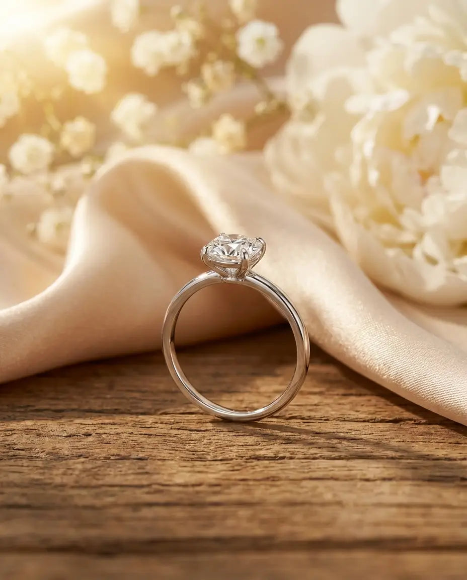 Bague Moissanite – Solitaire Coussin Carré 1 ct, Argent Sterling 925 Minimaliste, Bague de Fiançailles pour Elle