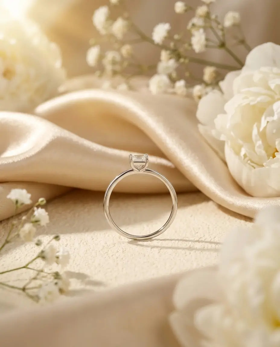 Bague Moissanite – Solitaire Taille Princesse 0,35 ct en Argent 925, Bague de Promesse Fine, cadeau pour Elle