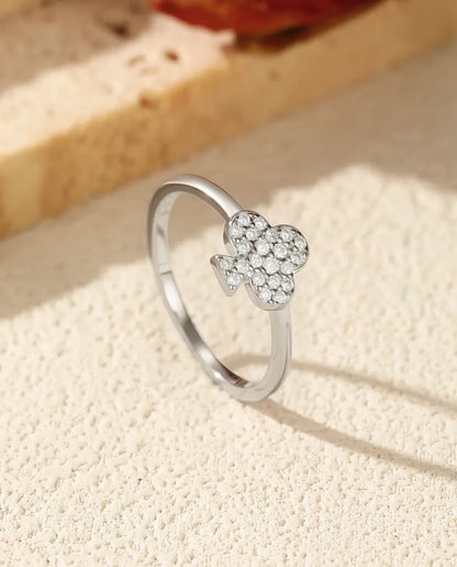Bague Moissanite trèfle pavé – 22 pierres couleur D, porte-bonheur fin en argent 925 pour femme