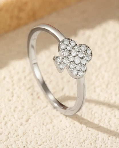 Bague Moissanite trèfle pavé – 22 pierres couleur D, porte-bonheur fin en argent 925 pour femme