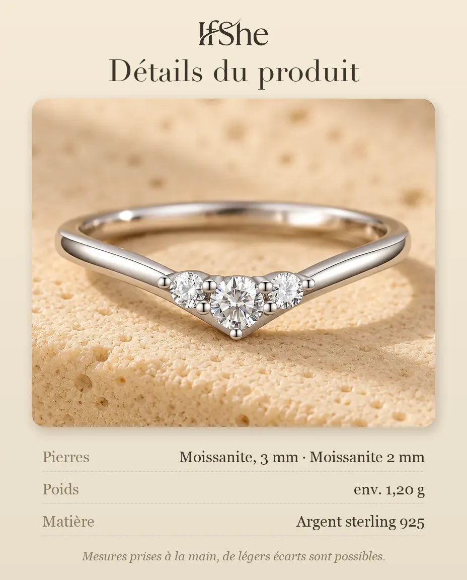 Bague Moissanite - dimensions et matière