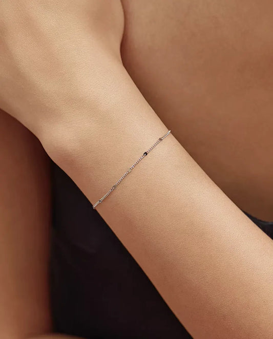 Bracelet Chaîne à Paillettes en Argent 925 - porté au poignet