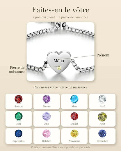 Bracelet Gravé - guide de personnalisation : prénoms et pierres de naissance