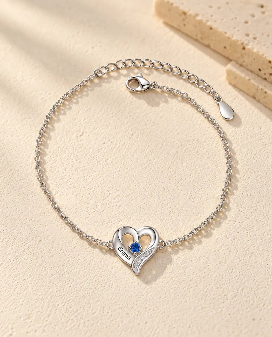 Bracelet Gravé - version à 1 prénom et pierre de naissance