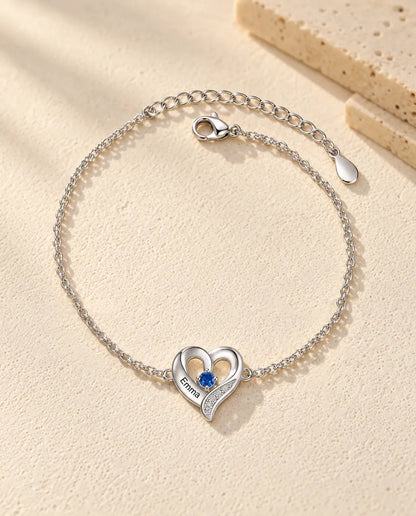 Bracelet Gravé - version à 1 prénom et pierre de naissance