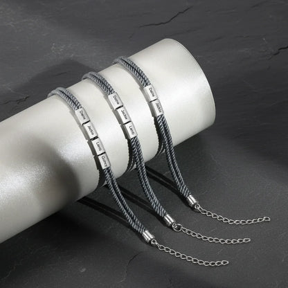 Bracelet Gravé Homme – Corde Style Marin et Plaque en Acier Inoxydable avec Prénoms, Cadeau pour Lui, Papa, Fête des Pères